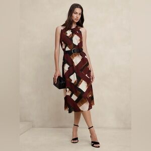 Banana Republic Brown and Cream Midi Dress
